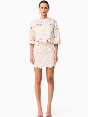 Elliatt - Sienna Top & Mini Skirt Set - Cream- Large